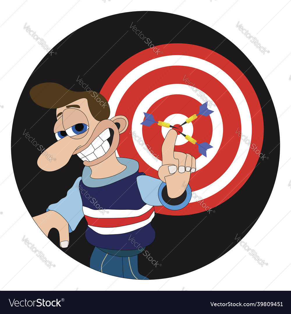 Man with a cheeky smile and big nose pointing Vector Image Man with a cheeky smile and big nose pointing