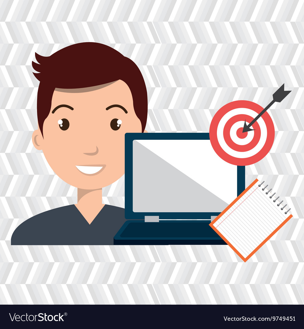 Man with computer isolated icon design