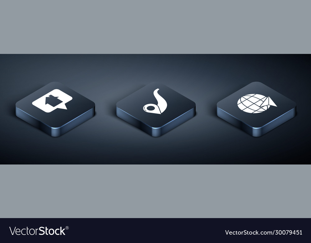 Set isometric map pointer with house location Vector Image Set isometric map pointer with house location