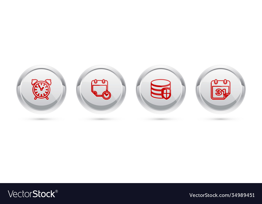 Set line alarm clock calendar and database vector image Set line alarm clock calendar and database