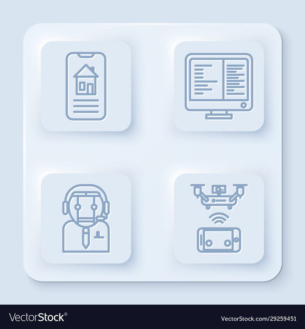 Set line smart home computer monitor screen vector image Set line smart home computer monitor screen