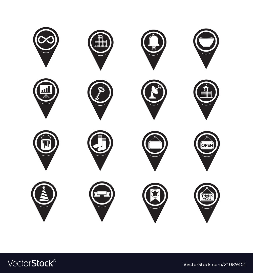 Set of map pointer icons for website Vector Image Set of map pointer icons for website