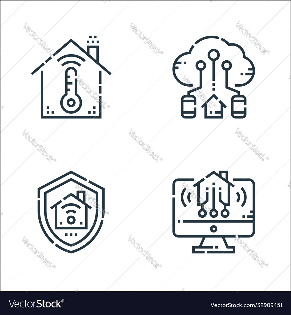 Smarthome line icons linear set quality vector image Smarthome line icons linear set quality