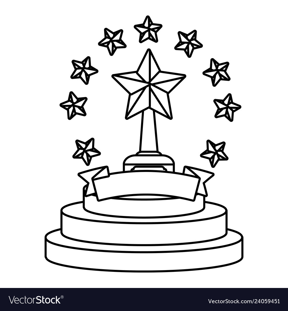 Trophy cup with stars black and white