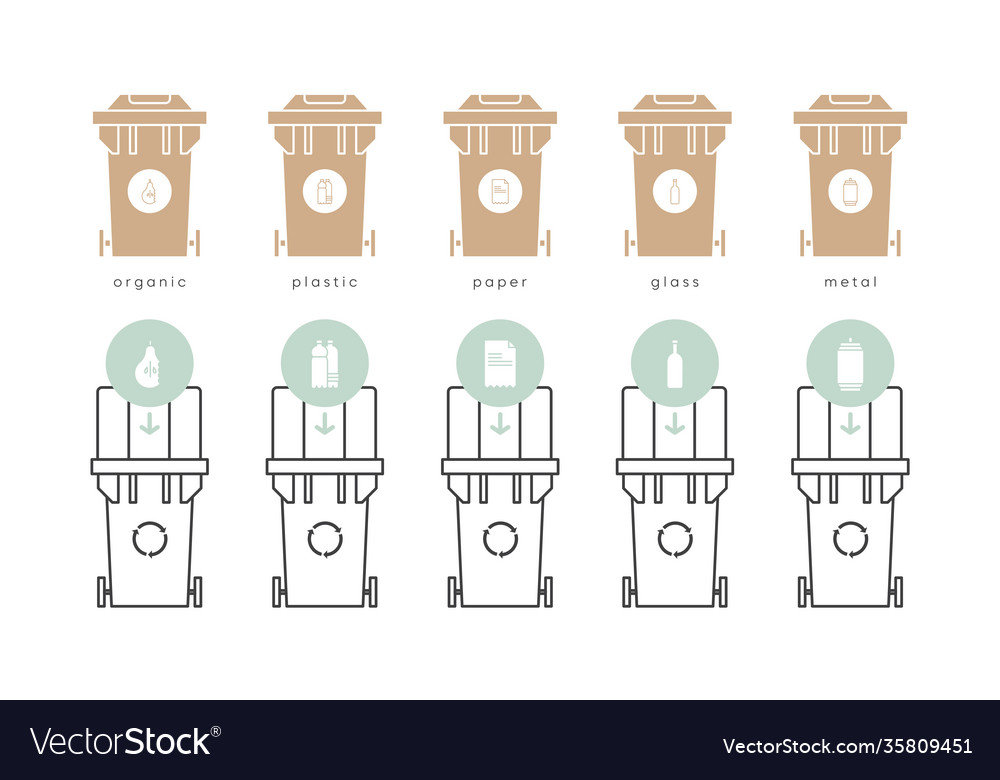 Waste segregation on garbage cans reduce reuse
