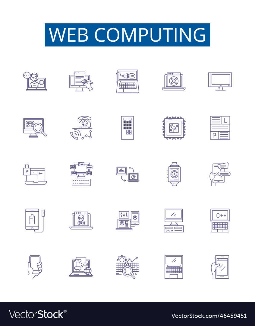 Web computing line icons signs set design vector image Web computing line icons signs set design