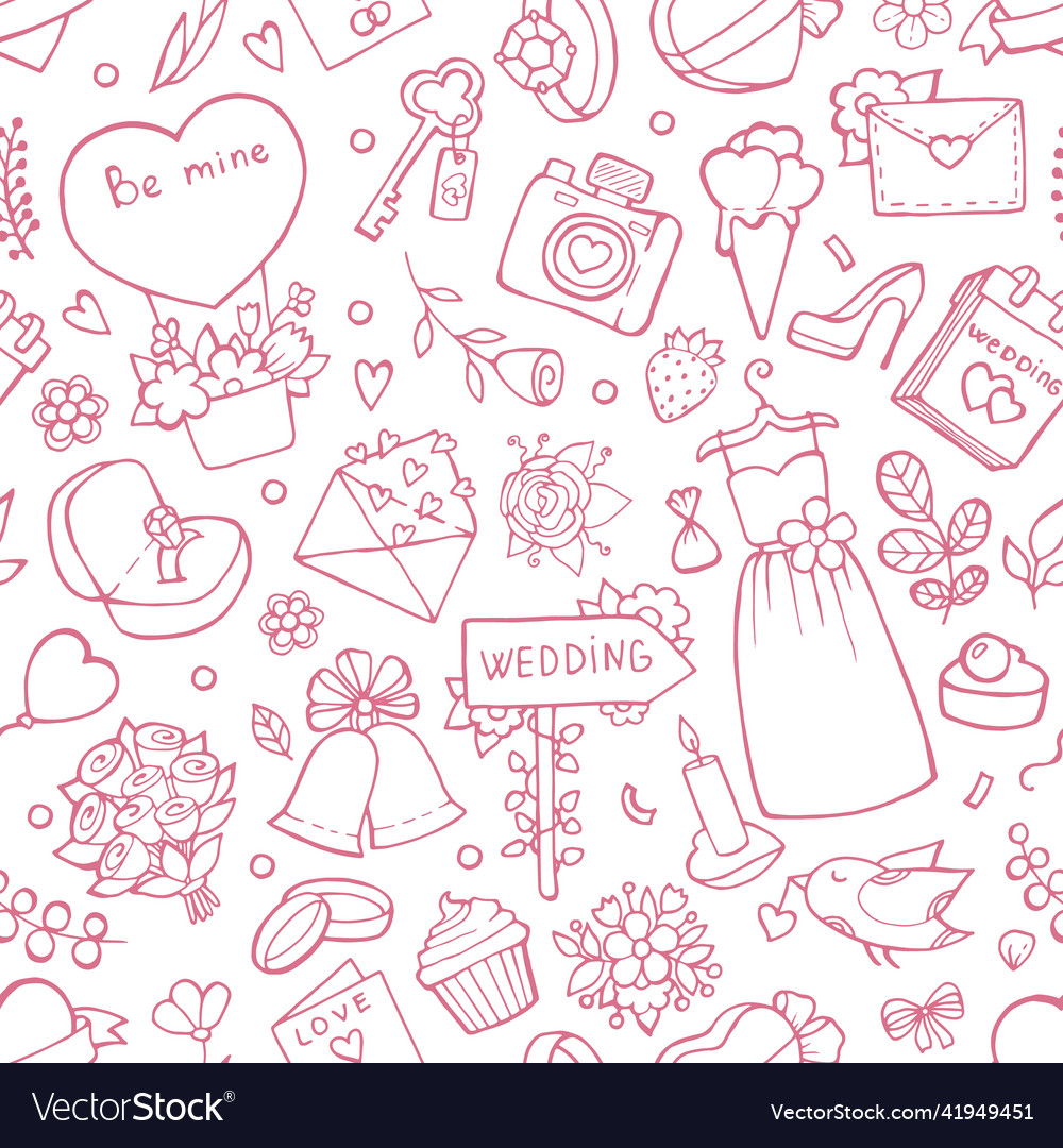 Wedding seamless pattern background with