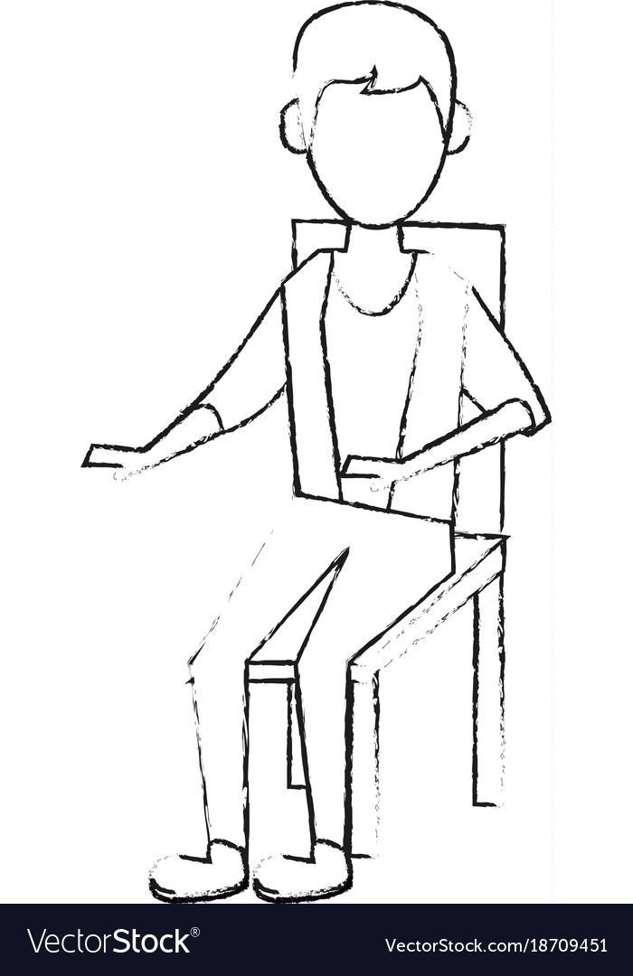 Young man sitting on chair Royalty Free Vector Image