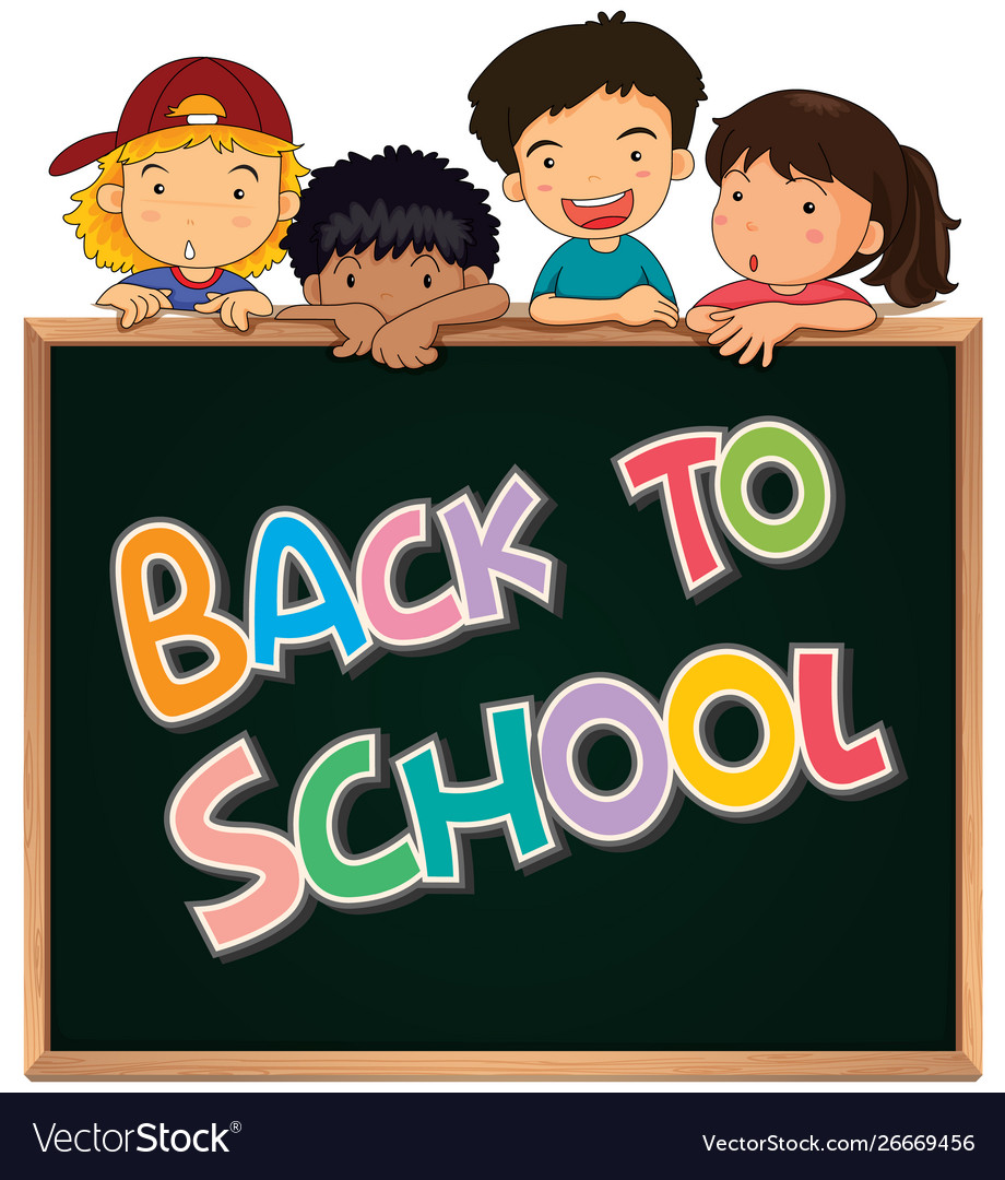 Back to school template with children Royalty Free Vector