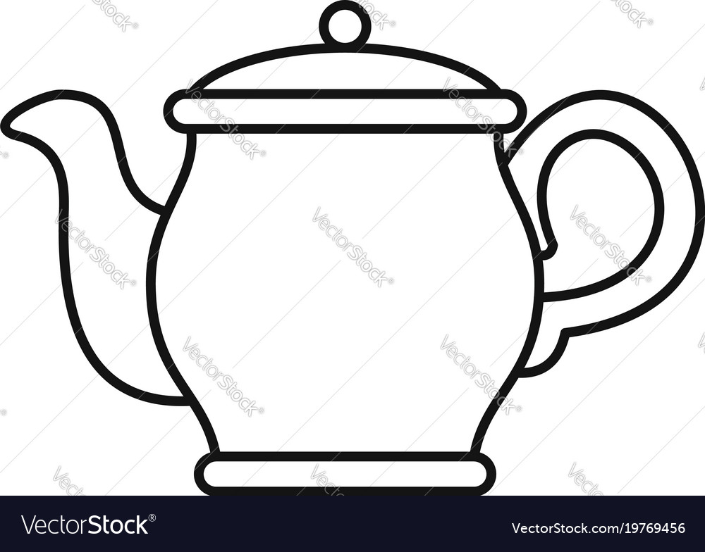 Beautiful teapot icon outline style Royalty Free Vector