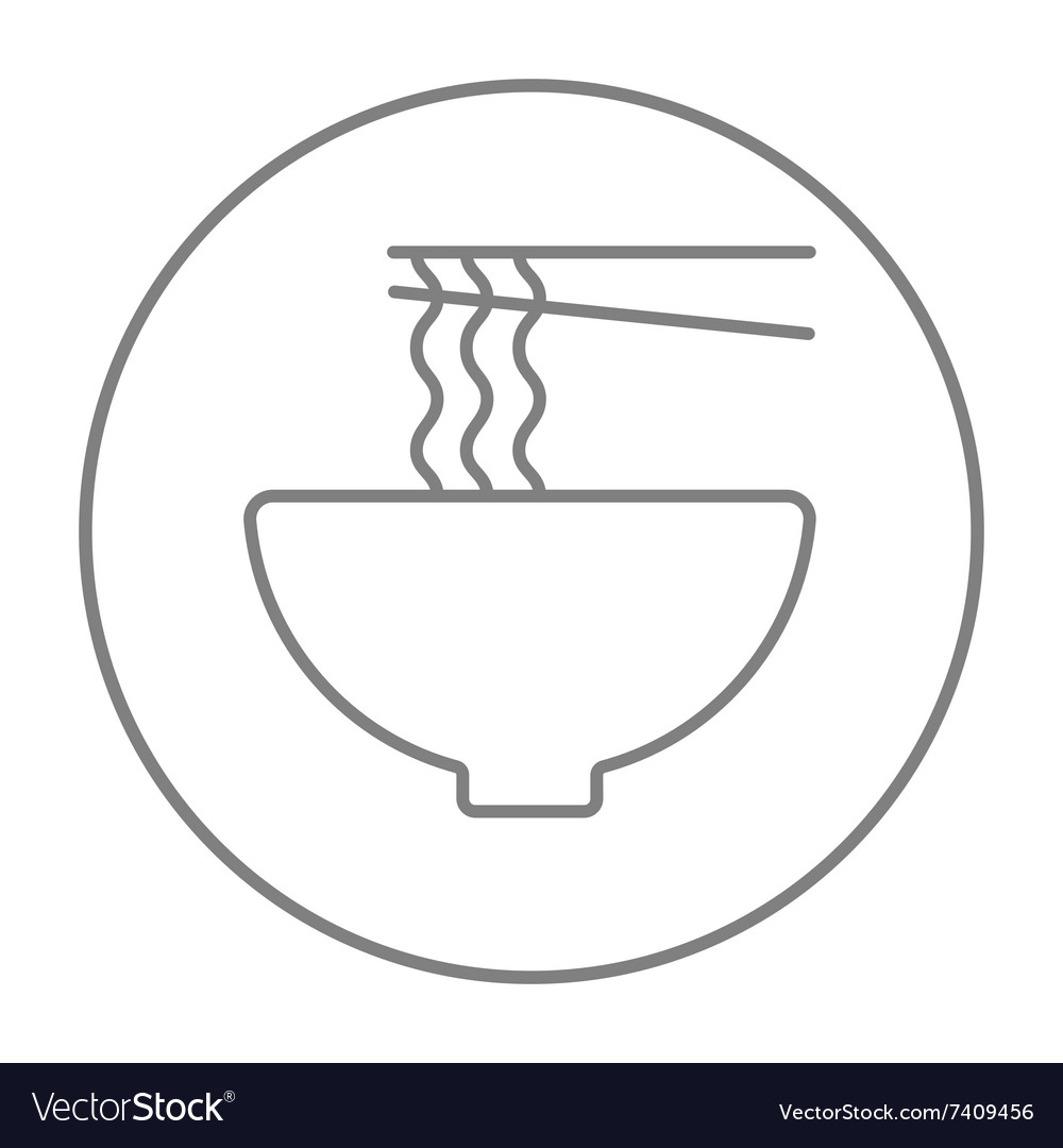 Bowl of noodles with pair chopsticks line icon