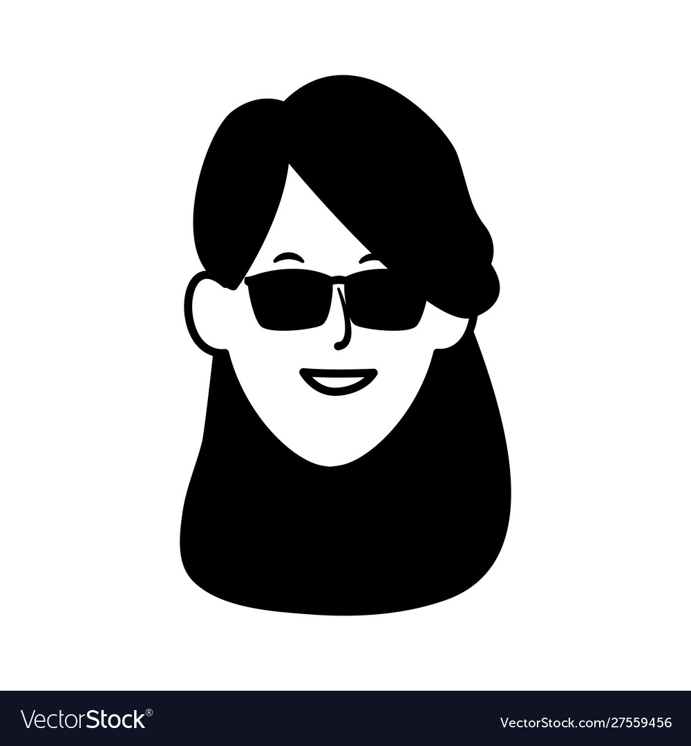 Cartoon Frau mit Sonnenbrille Ikone flaches Design