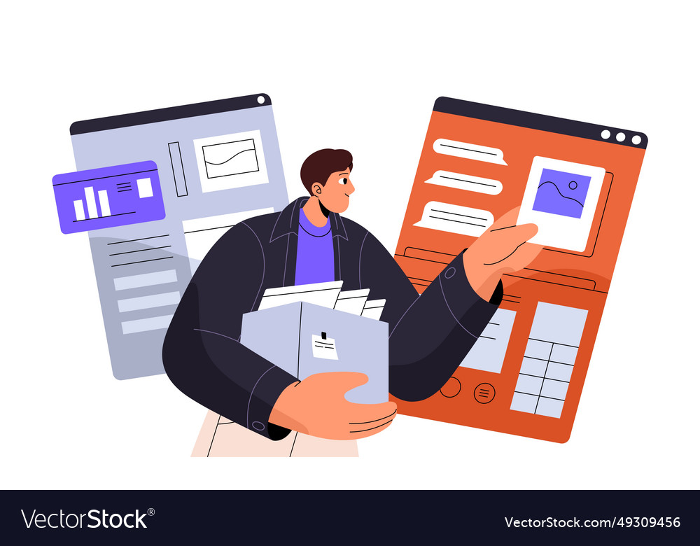 Content manager upload data in web app website vector image Content manager upload data in web app website