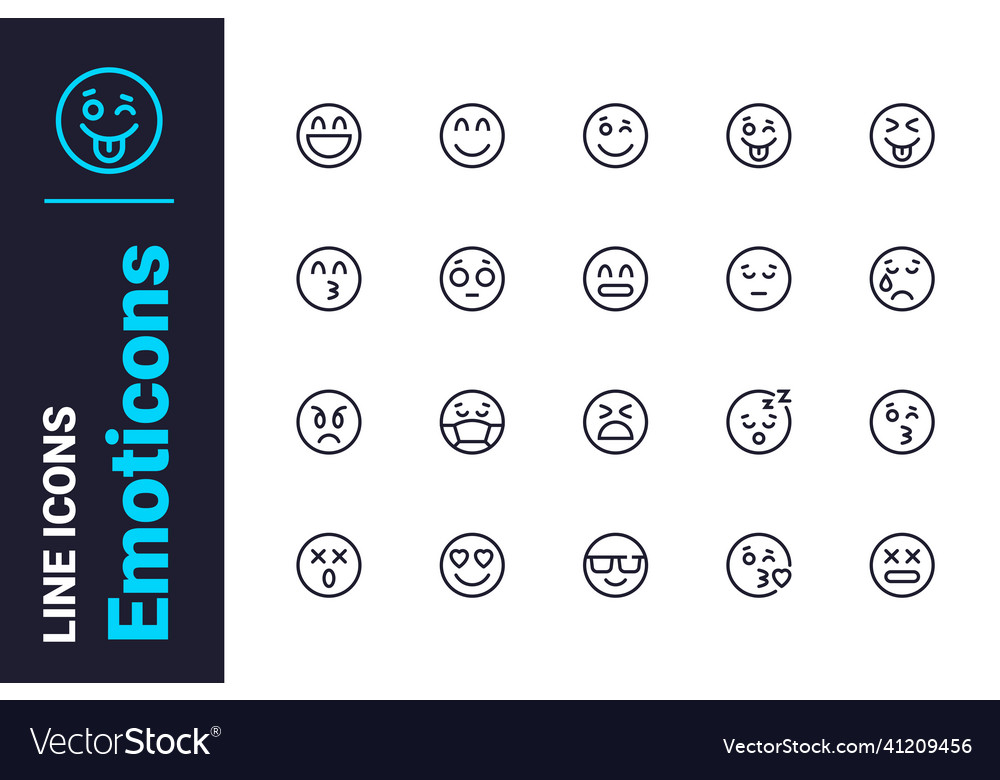 Emojis with emotions icons set Royalty Free Vector Image