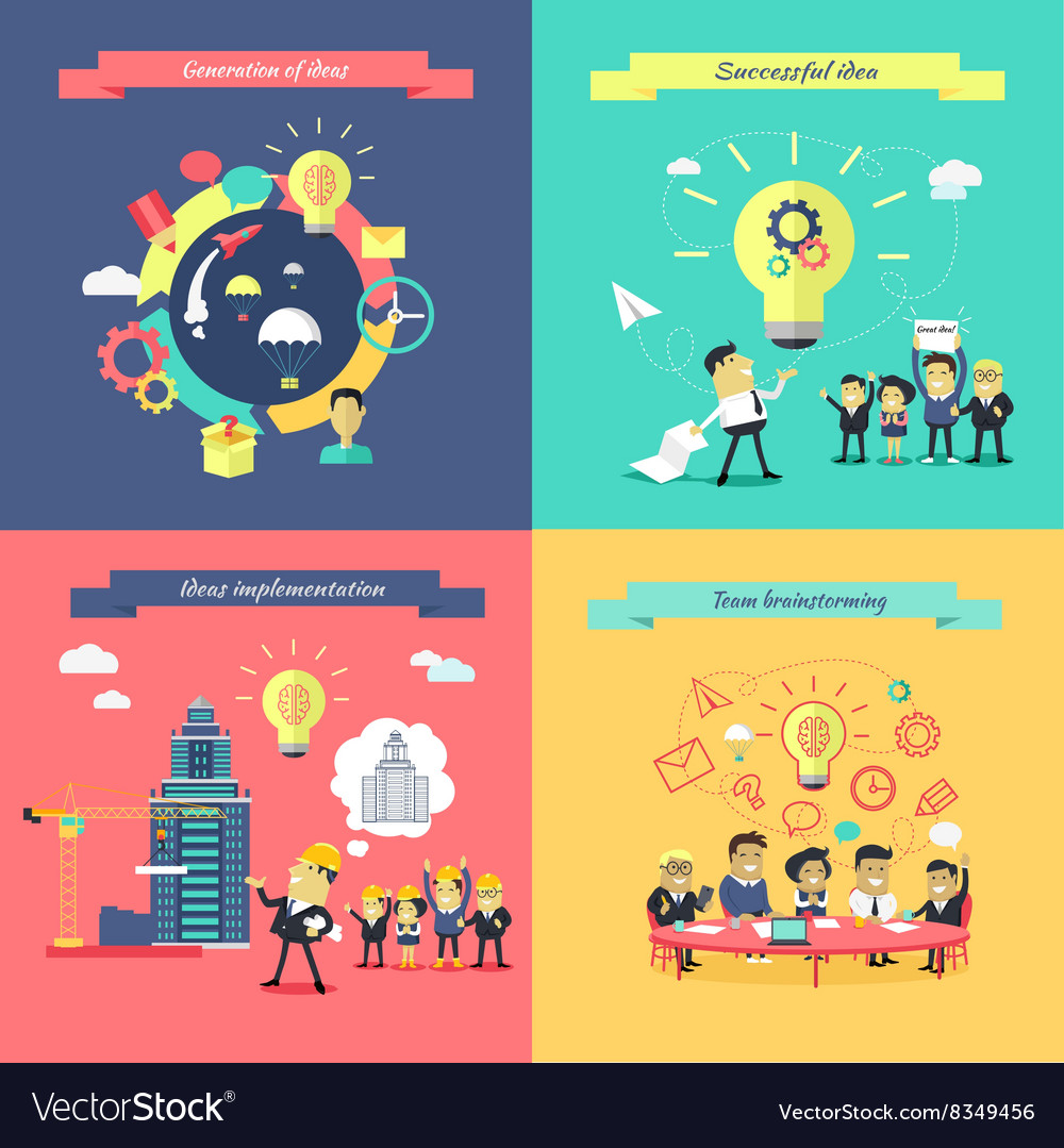Generation Of Ideas Banners Set Royalty Free Vector Image