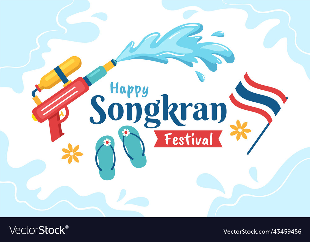 Happy songkran festival day hand drawn cartoon Vector Image