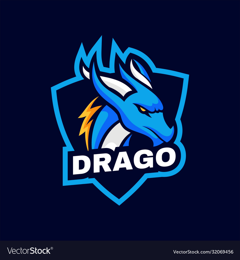 Logo dragon simple mascot style Royalty Free Vector Image