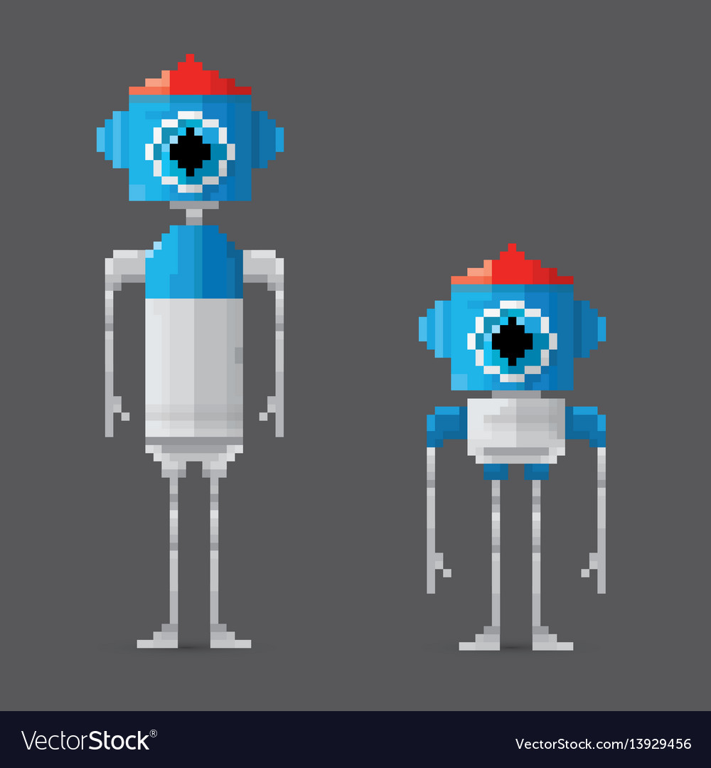 Pixel style robot set