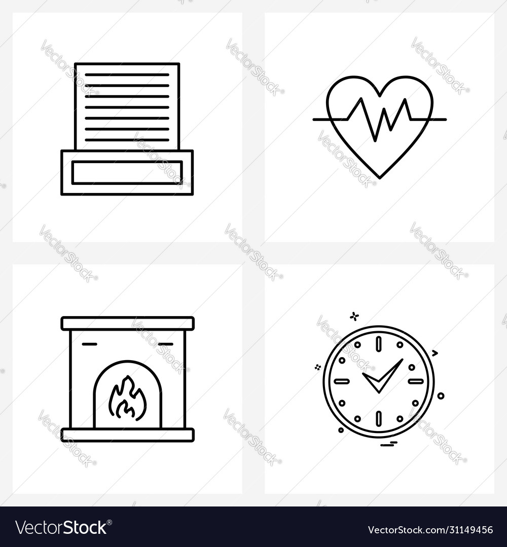 Set 4 simple line icons business clock