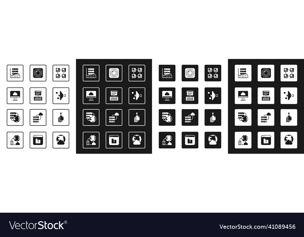 Set hierarchy organogram chart server data web vector image Set hierarchy organogram chart server data web