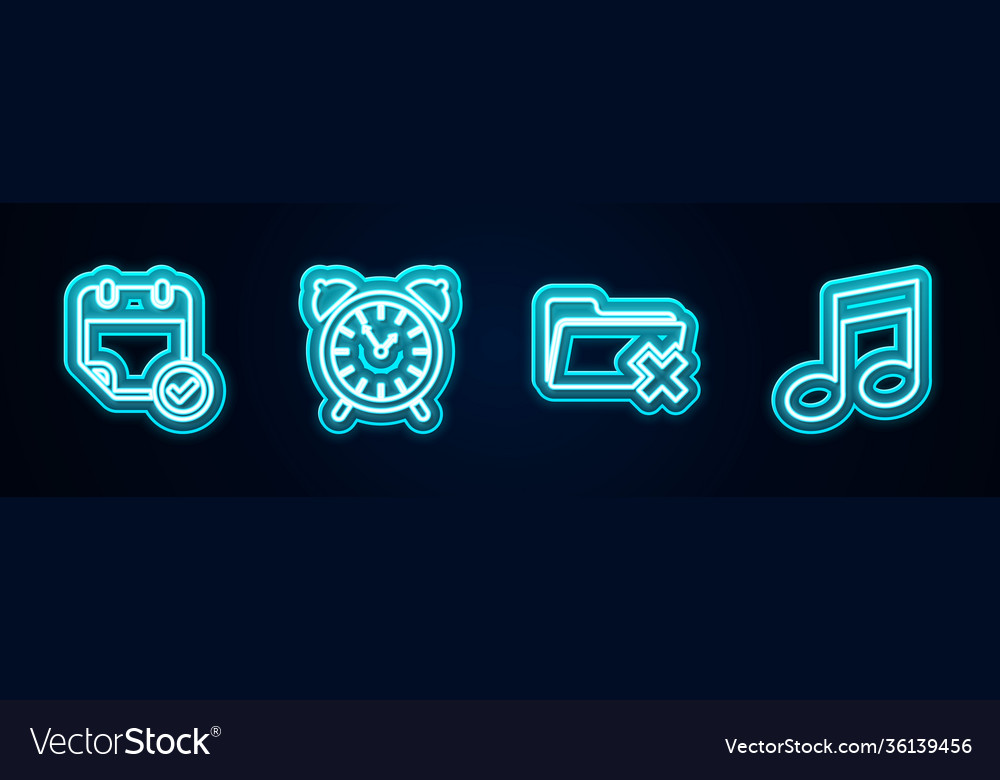 Set line calendar with check mark alarm clock vector image Set line calendar with check mark alarm clock
