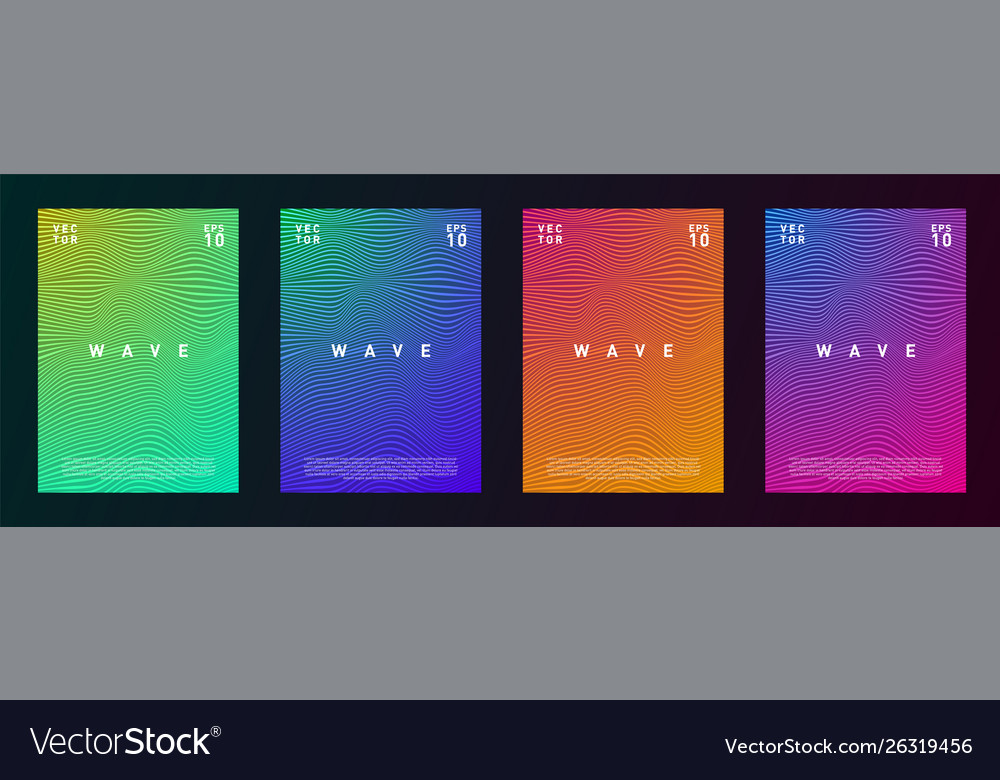 Set wave lines gradient texture fluid