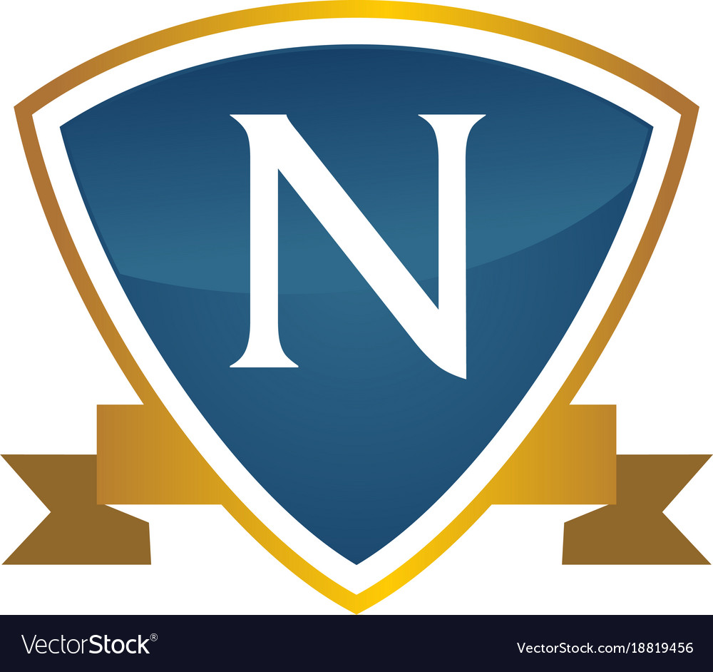 Shield ribbon letter n Royalty Free Vector Image