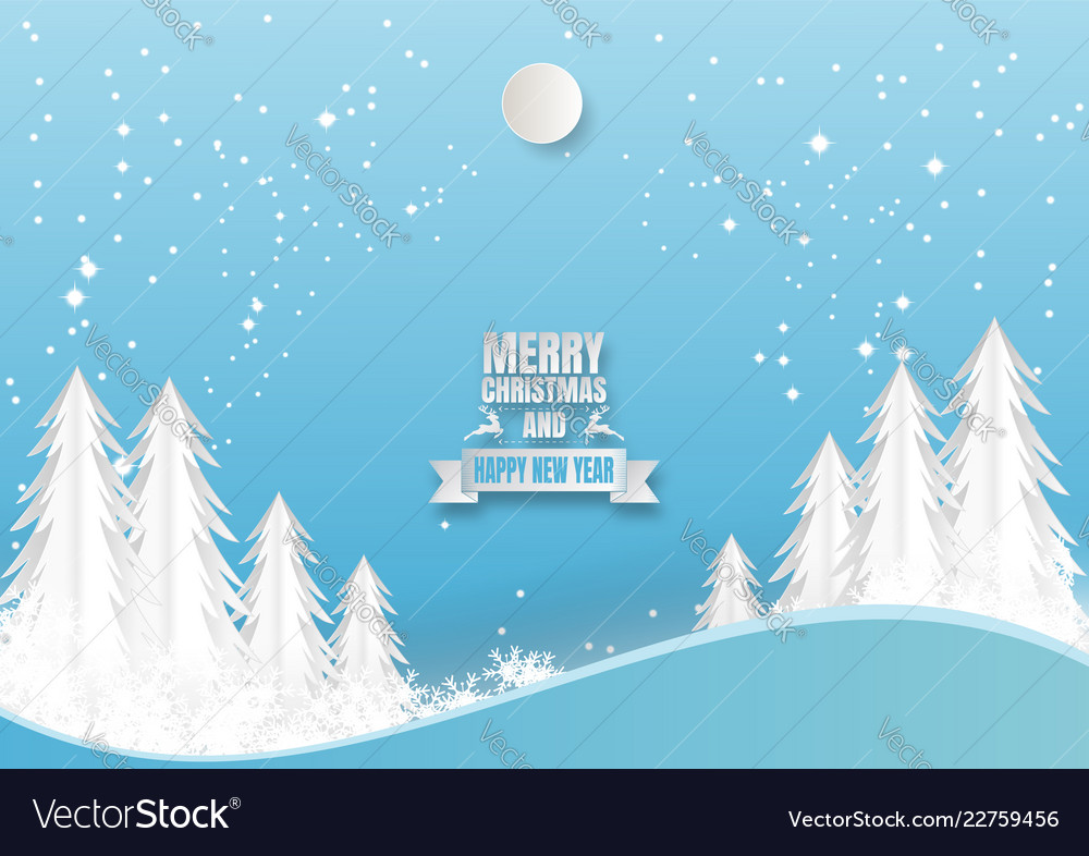 Snowflake with tree on blue background vector image Snowflake with tree on blue background