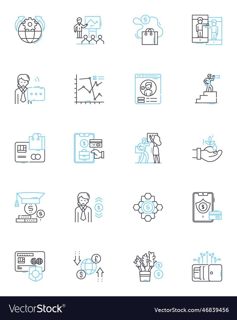 Tokenization linear icons set encryption vector image Tokenization linear icons set encryption