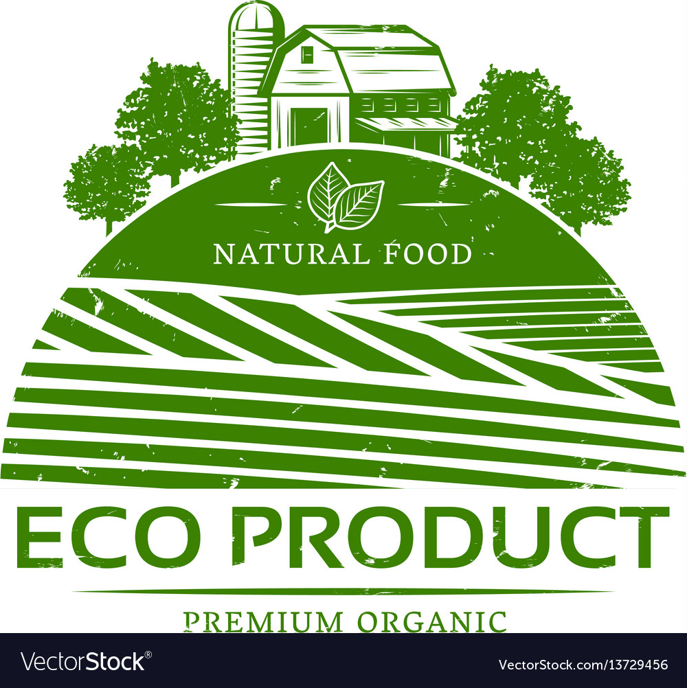 Vintage natural agricultural green label template Vector Image