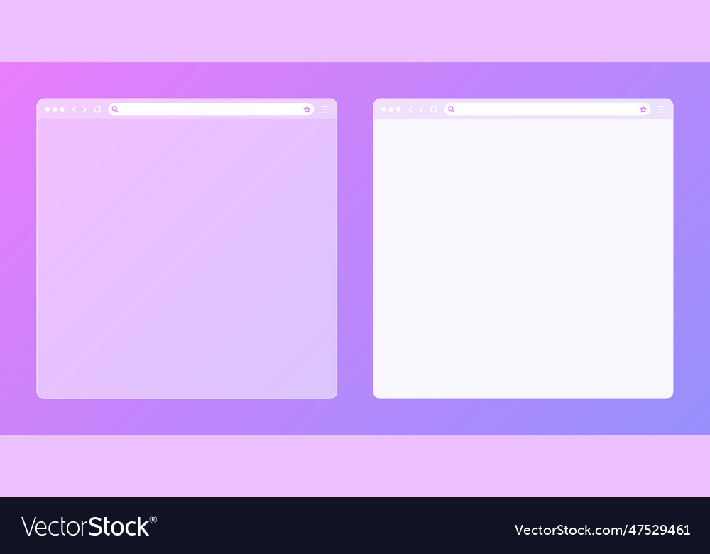 Blank transparent web browser window with toolbar Vector Image