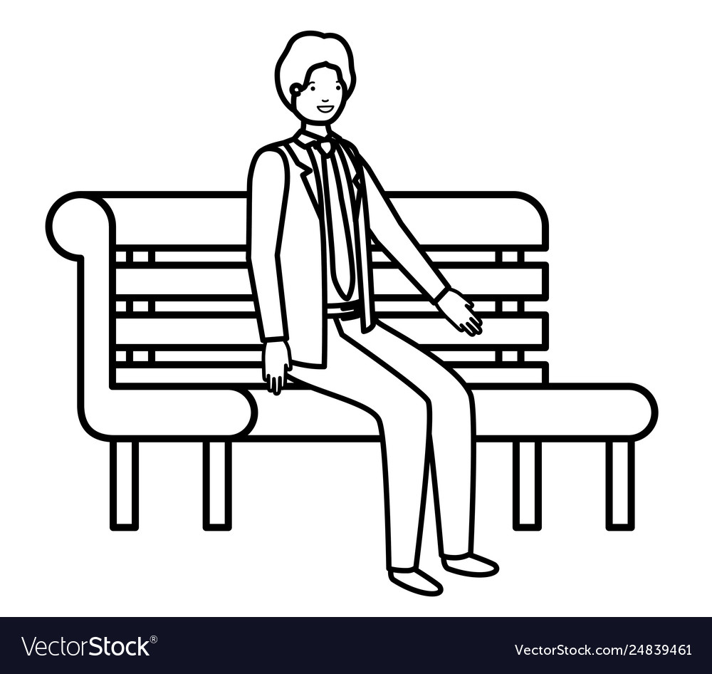 Geschäftsmann sitzen im Parkstuhl avatar Charakter vector image Geschäftsmann sitzen im Parkstuhl avatar Charakter