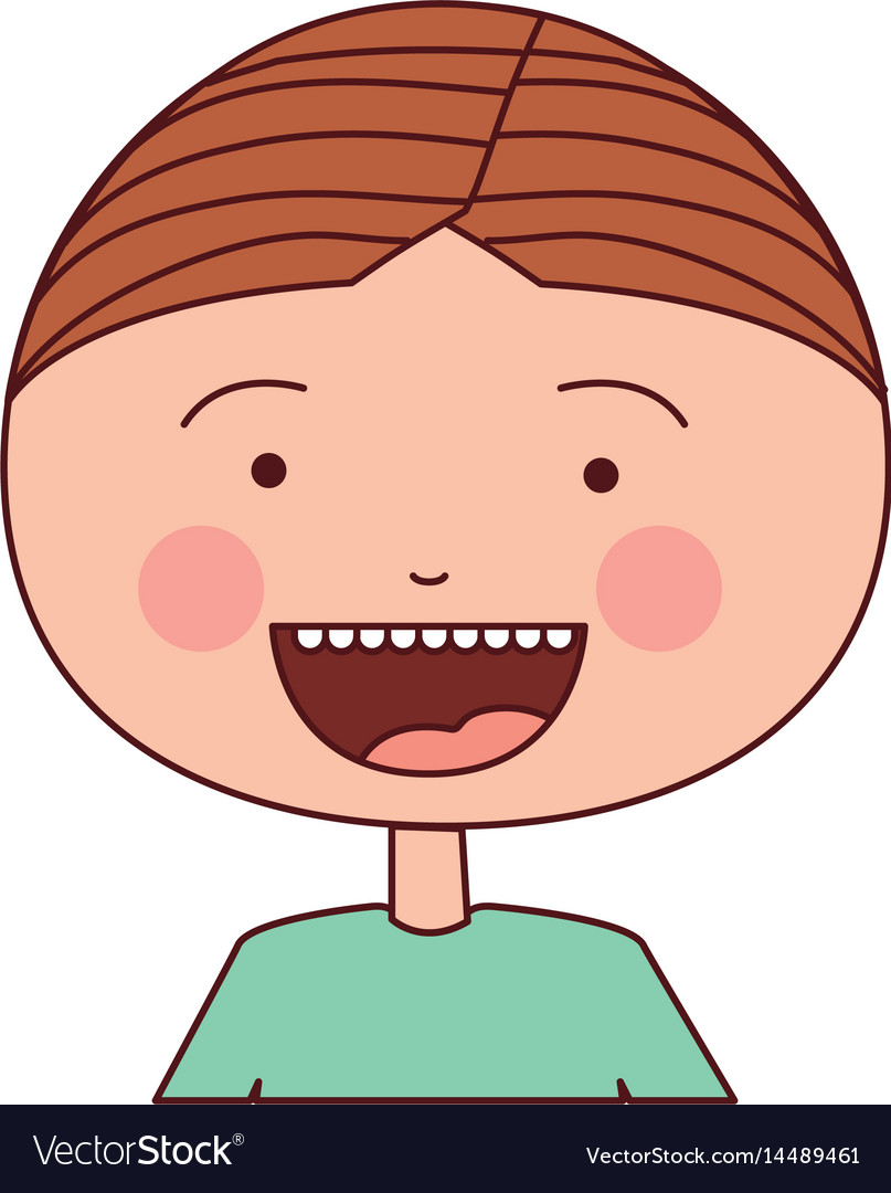 Color silhouette smile expression cartoon half