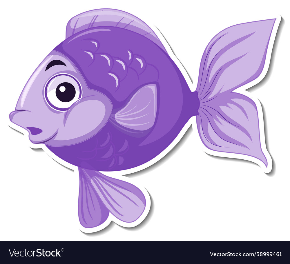Cute fish sea animal cartoon sticker vector image Cute fish sea animal cartoon sticker