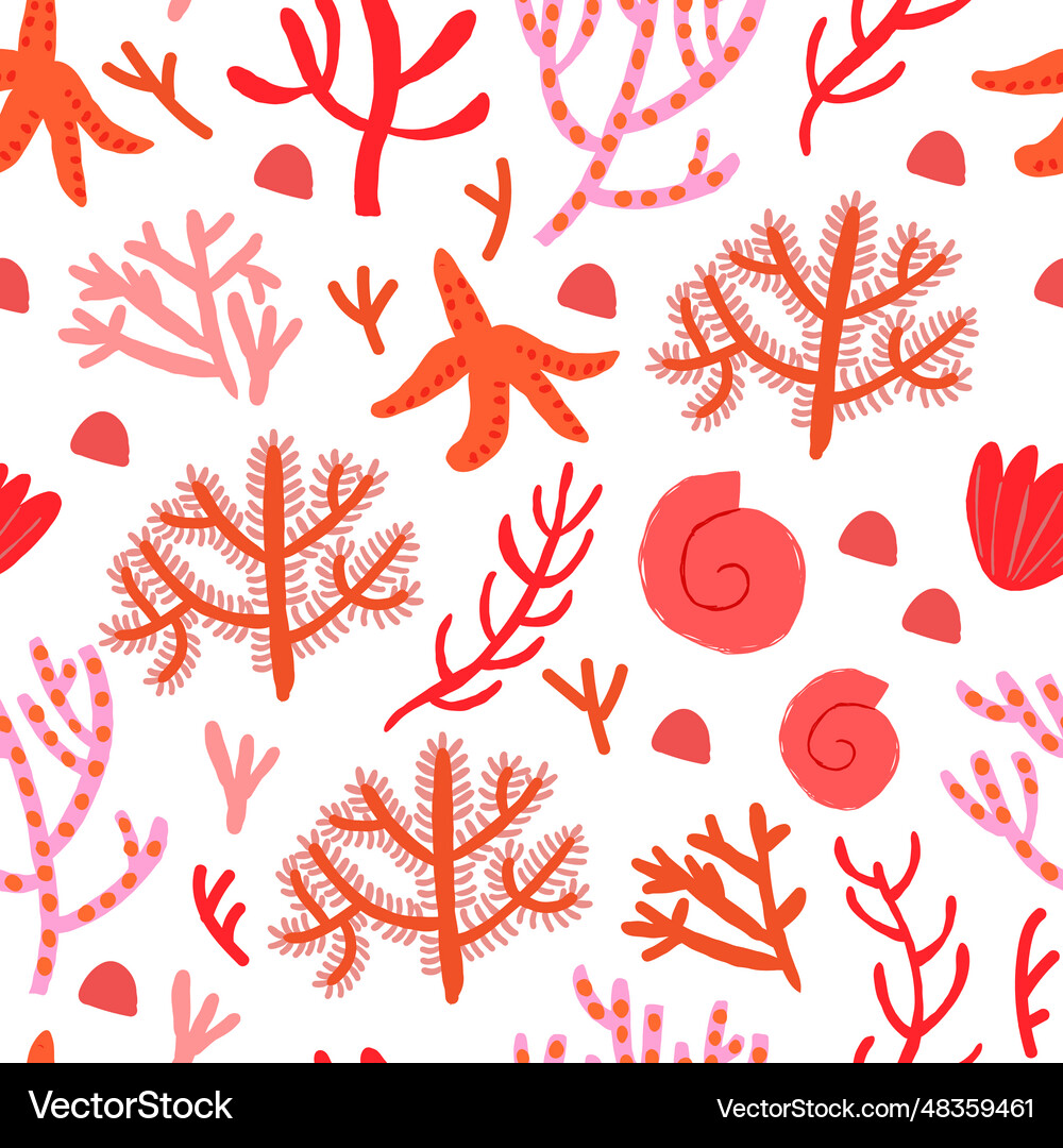 Cute seamless pattern with red corals Royalty Free Vector