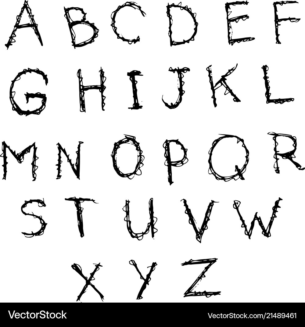 Doodle simple ink english alphabet hand drawn Vector Image