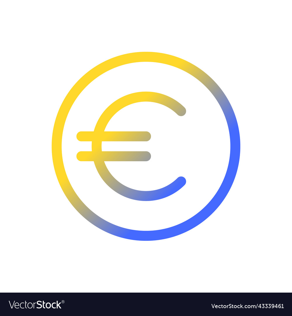 Euro coin pixel perfect gradient linear ui icon