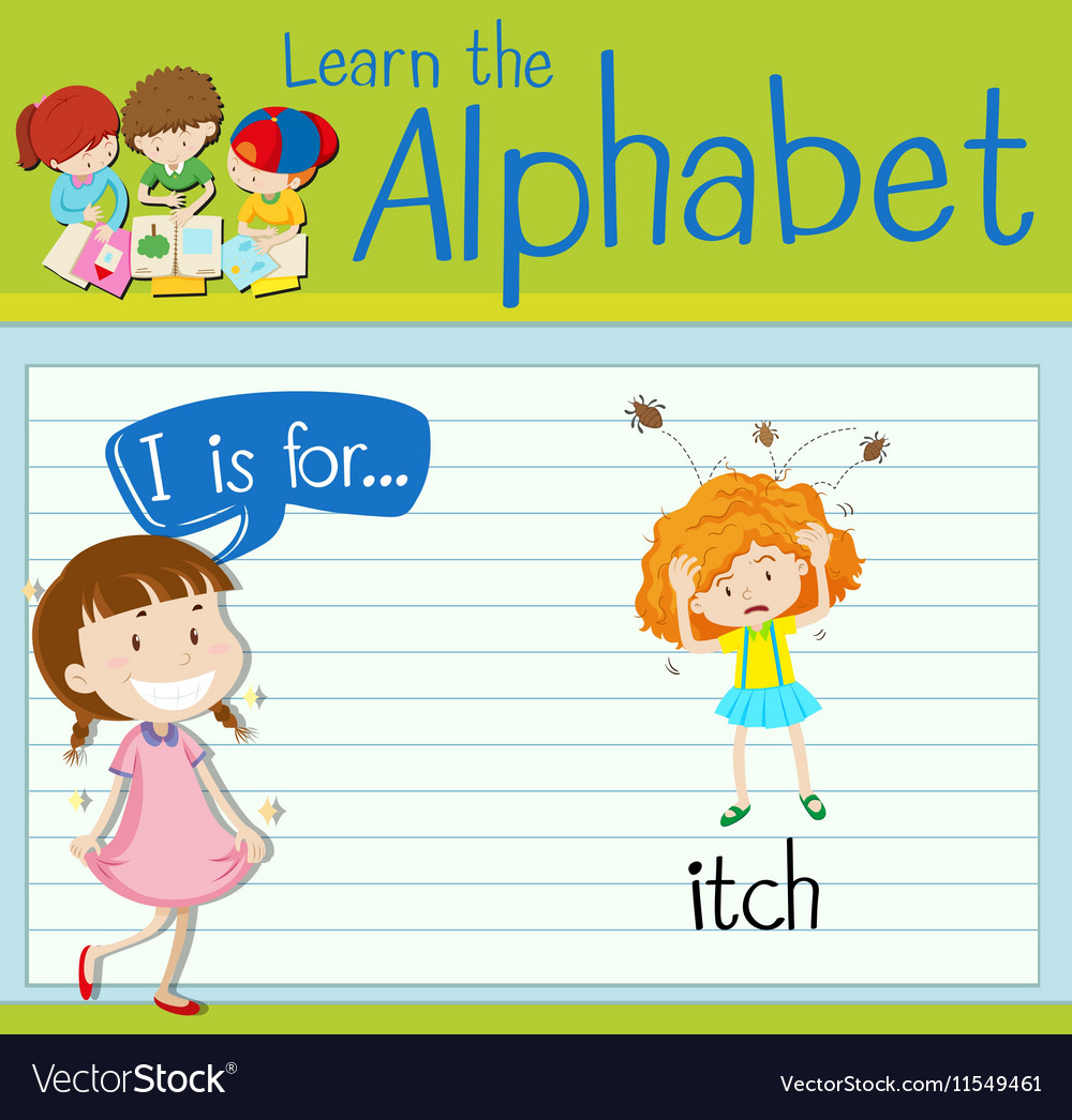 Flashcard alphabet i is for itch