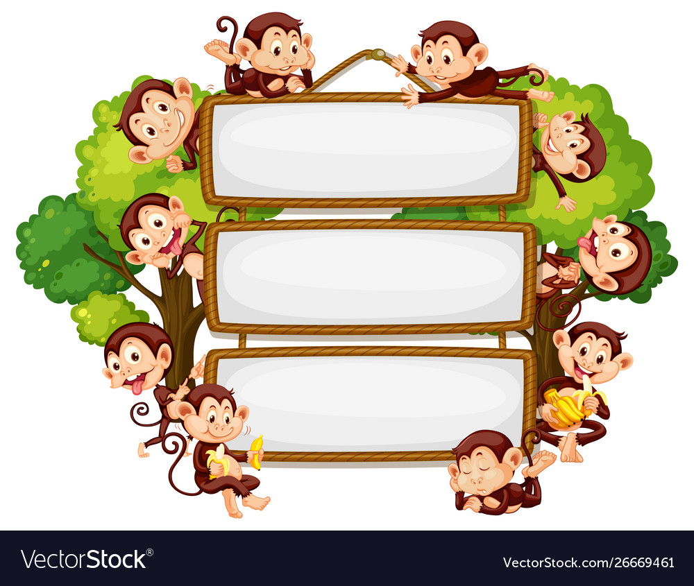 Download Frame Design With Many Monkeys Around Border Vector Image