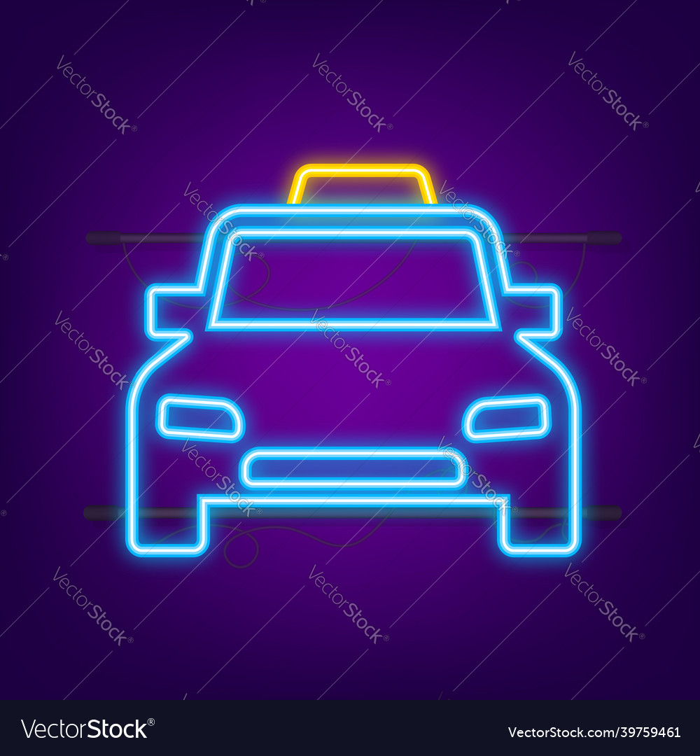 Get a taxi neon icon banner online mobile