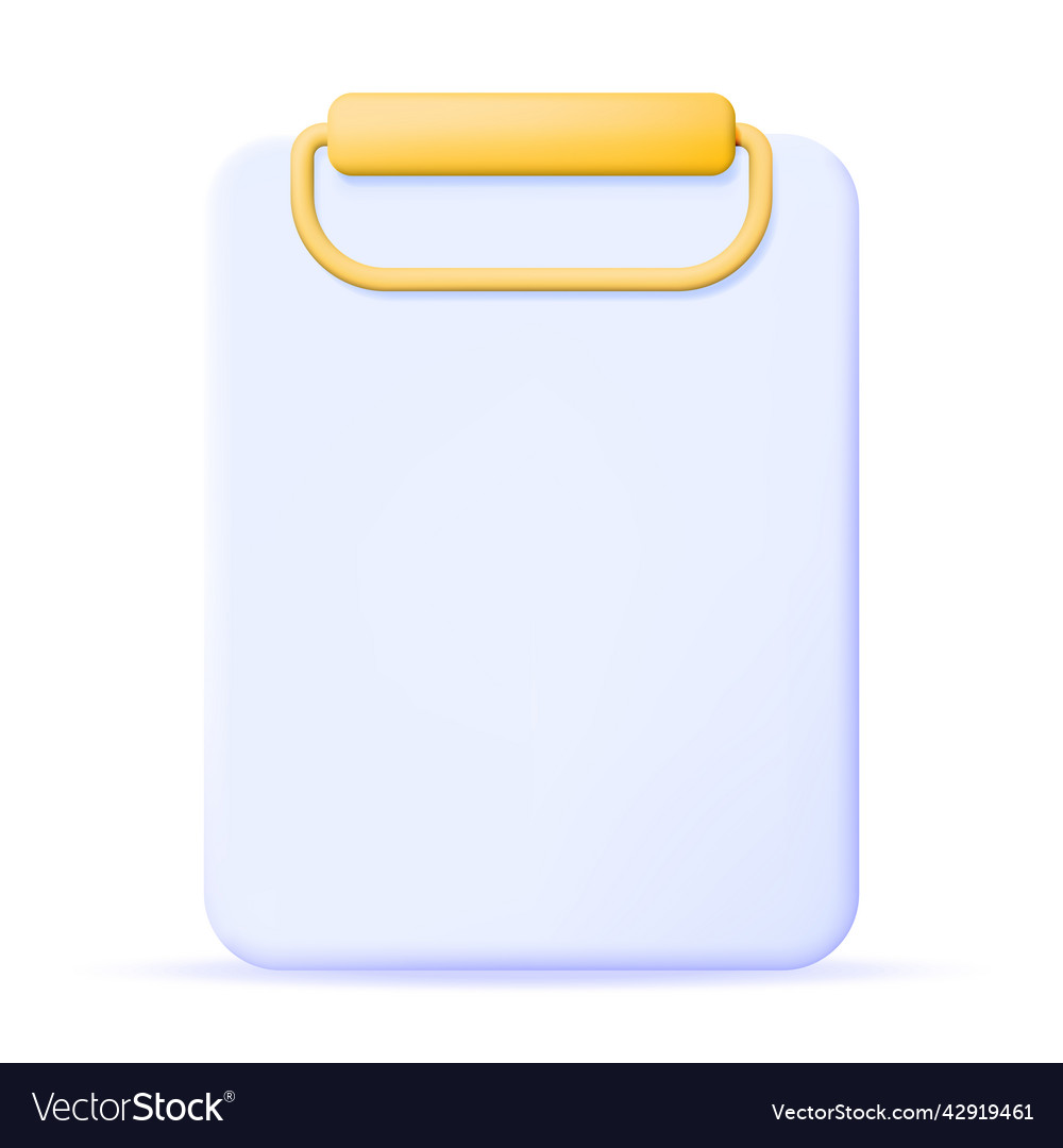 Realistic 3d clipboard with empty paper sheet