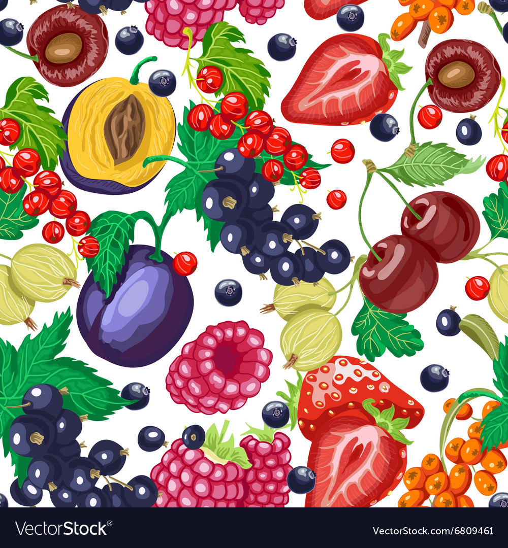 Seamless pattern with garden berries