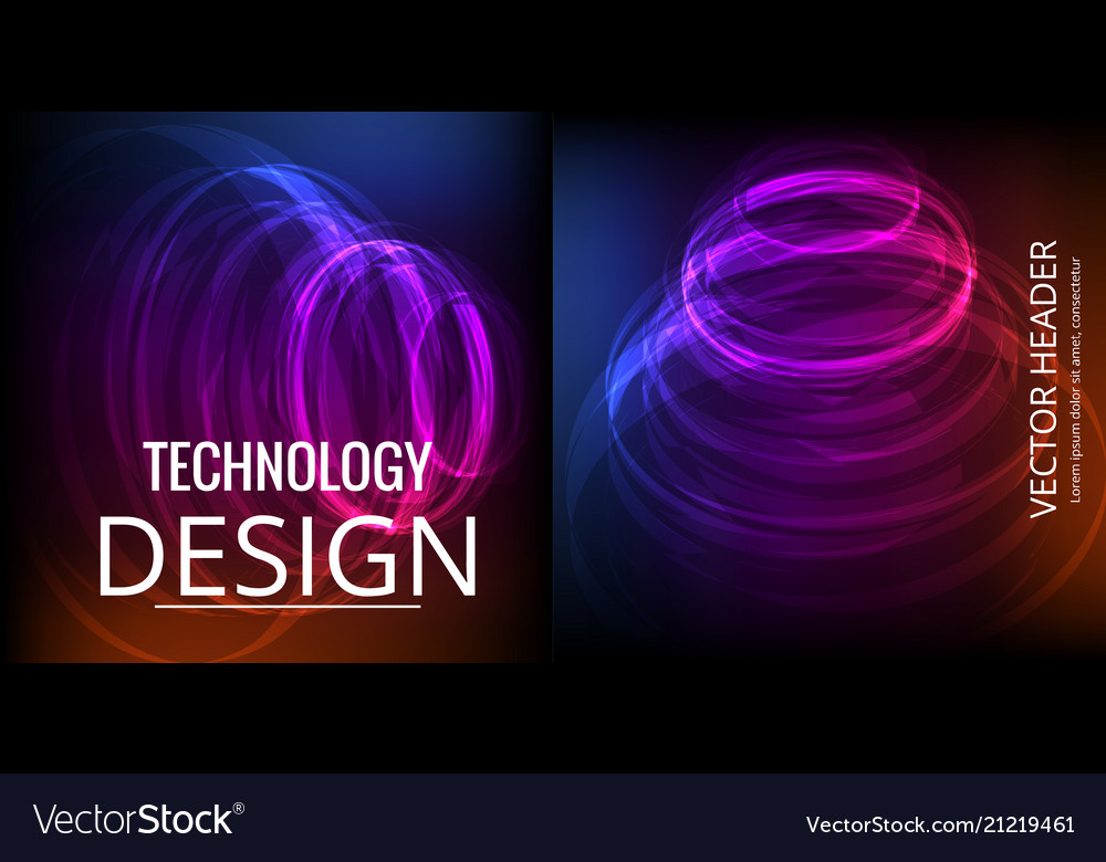 Set of abstract technology web banner