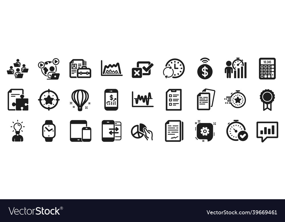 Set of education icons such as analytical chat