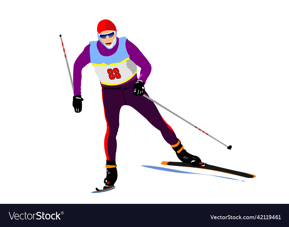 Ski runner colored 3d