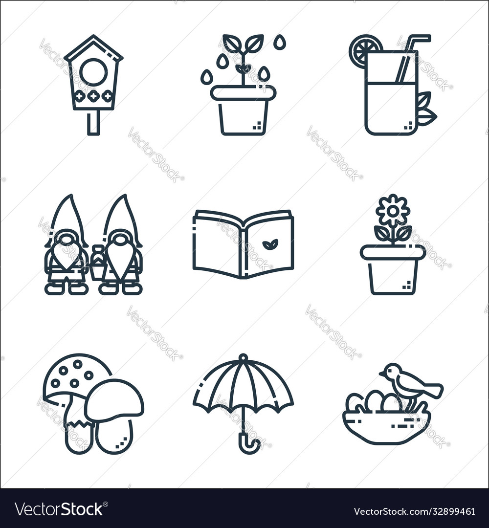 Spring season line icons linear set quality