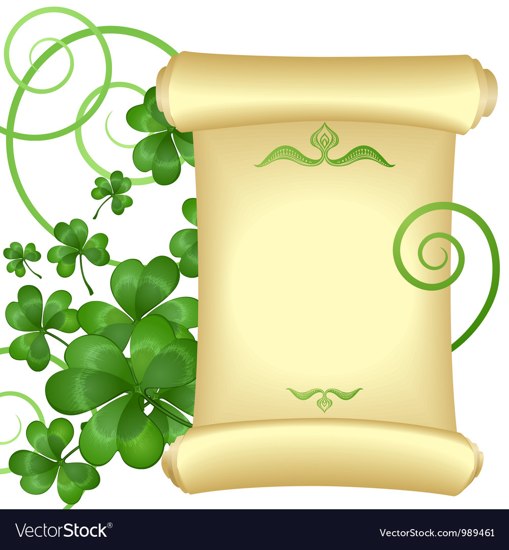 St patricks day invitation with parchment scroll