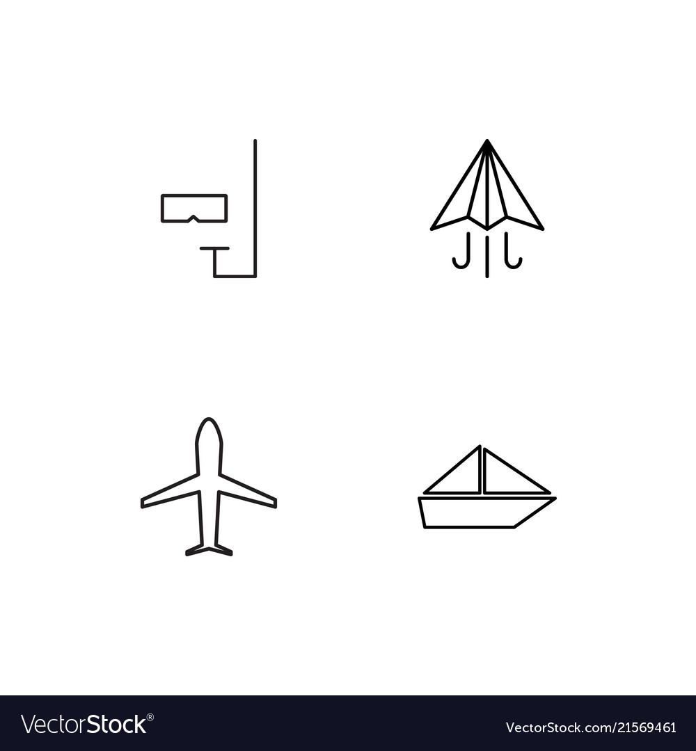 Summer linear icons set simple outline