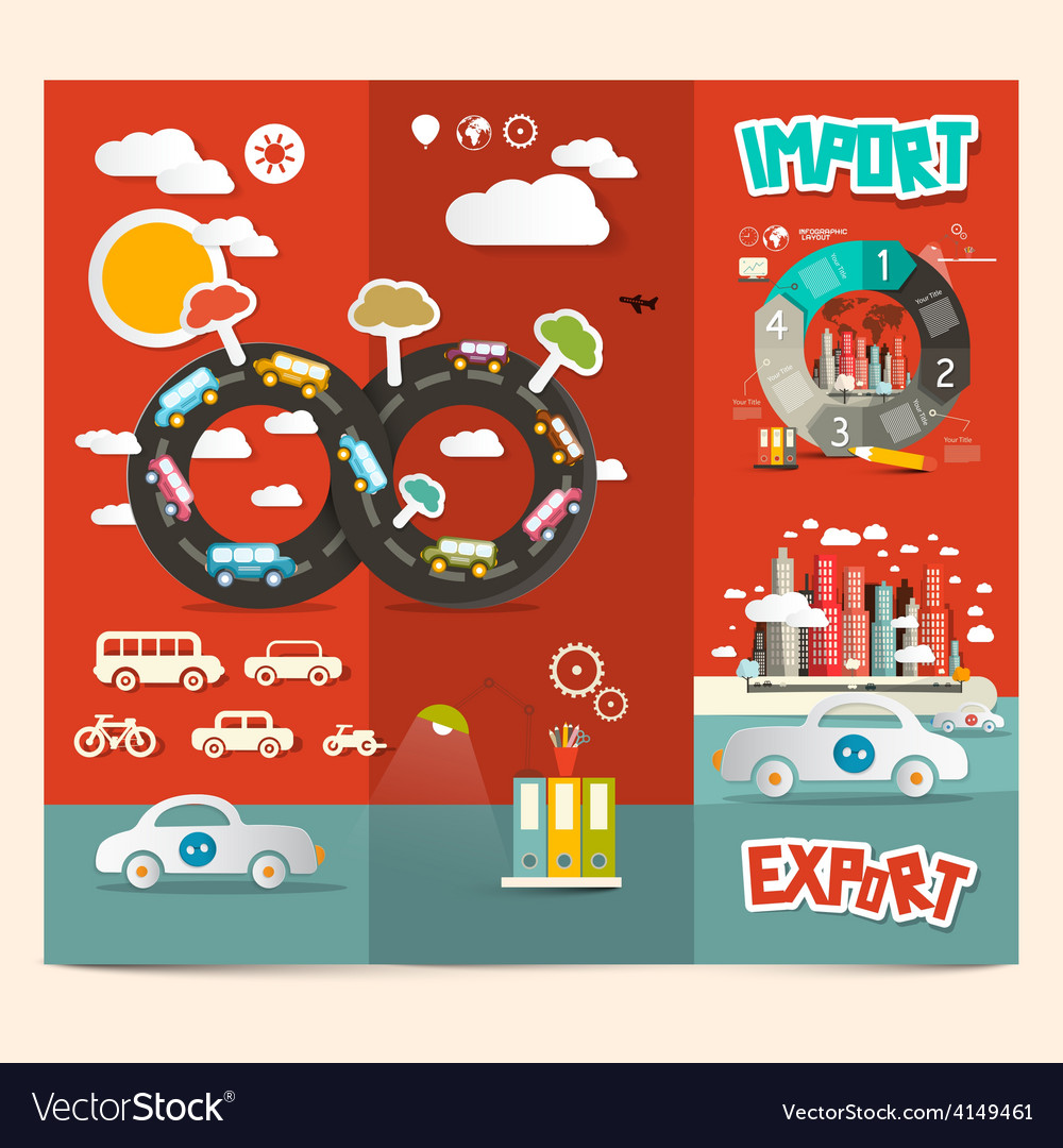 Download Transport - export import red retro brochure Vector Image