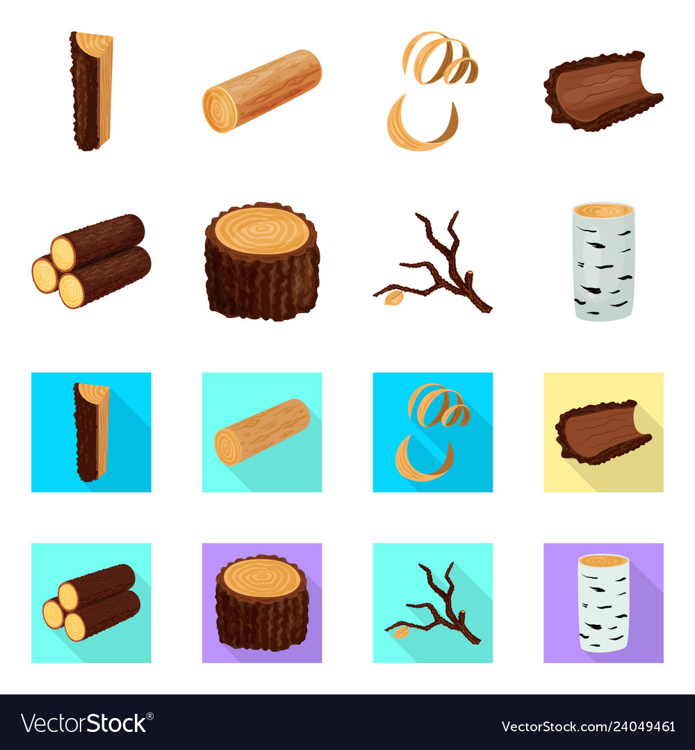 Tree and raw icon set vector image Tree and raw icon set